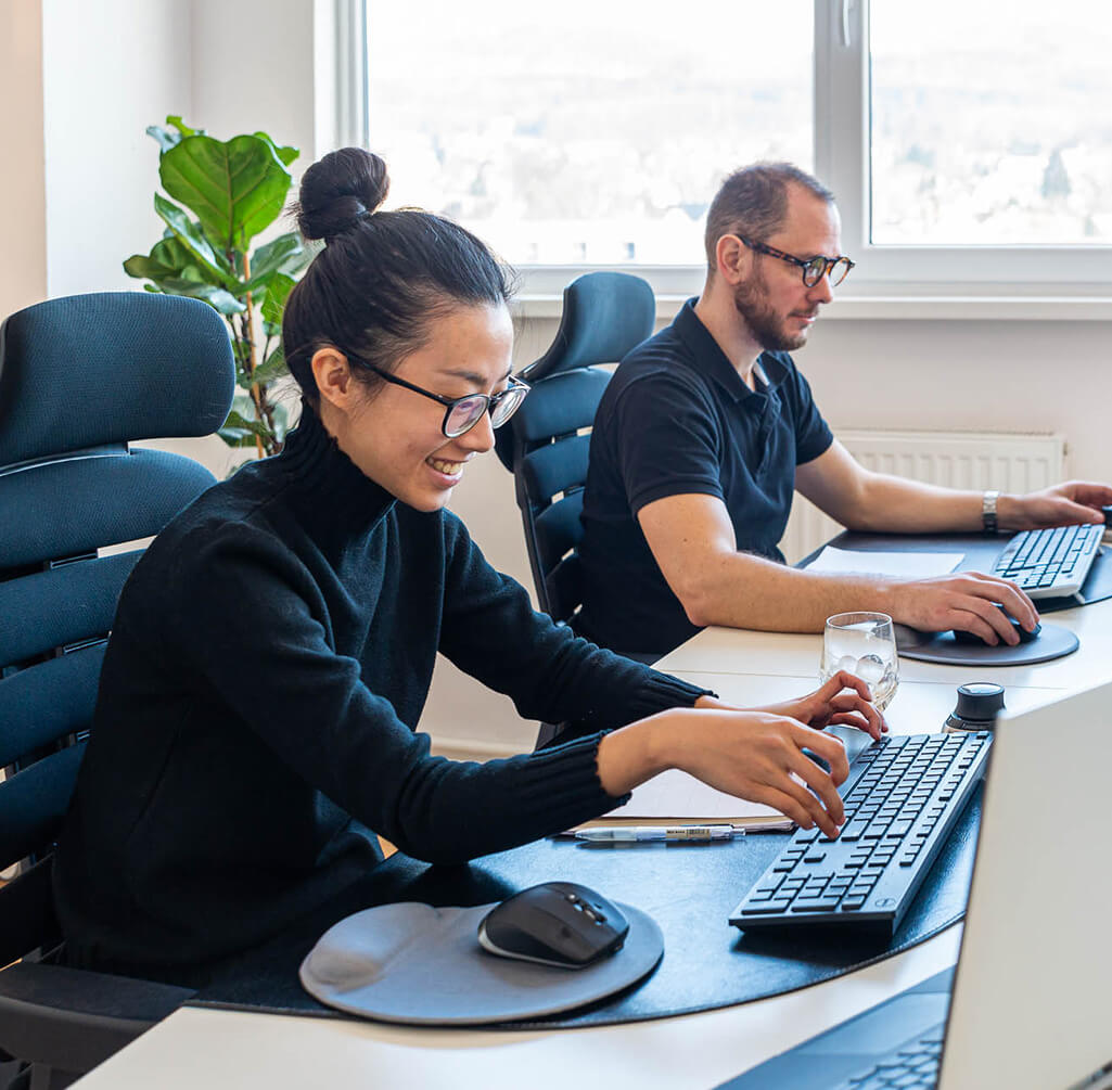 Yulin Huang and Lukáš Houdek working in HG Atelier Office