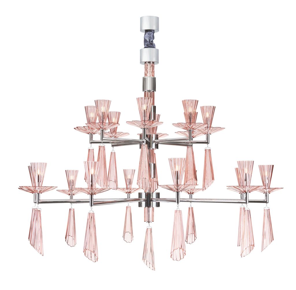 Clara - modern glass / metal chandlier on white background