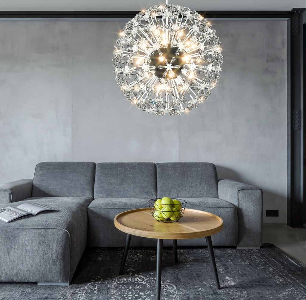 bespoke chandelier inspired by dandelion hanging in modern and minimal interior