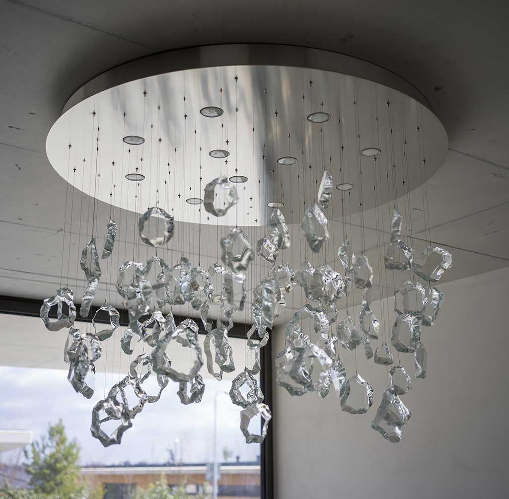 Glass snowflakes chandelier